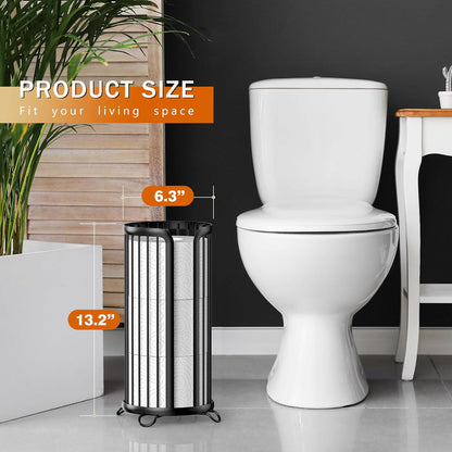 Modern Black Toilet Paper Holder Stand | Freestanding Tissue Organizer for Mega Rolls