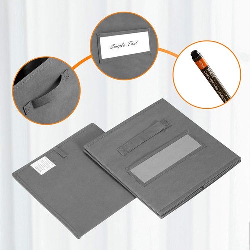 Artsdi 11-Inch Storage Cube Bins - Foldable Fabric Organizers with Labels & Pen | Gray (Set of 10)