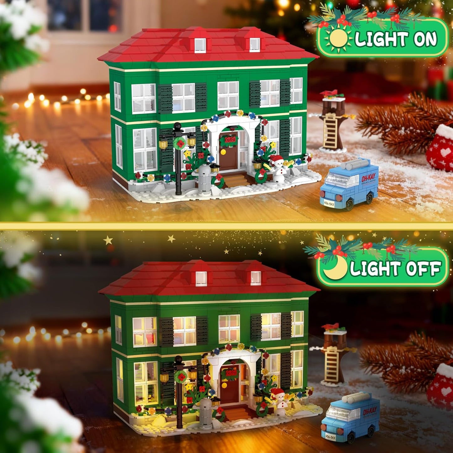 Skiennix Christmas House Building Set - 1187PCS Light-Up Holiday Kit for Adults & Movie Fans