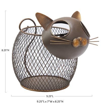 Aayla Cat K Cup Holder Metal Novelty Cat Coffee Pod Canister Large Capacity Basket Coffee Organizer for Kitchen Office and Coffee Bar