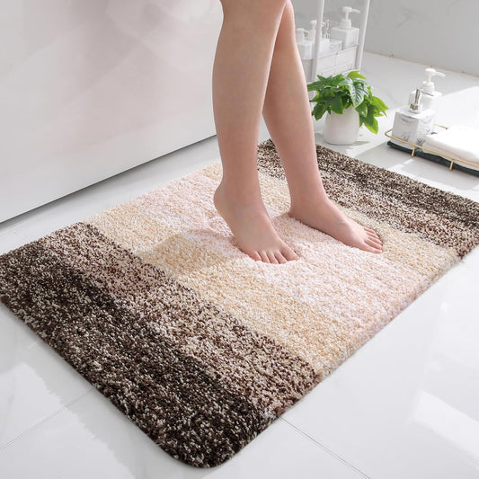 OLANLY Bath Rugs Mat - Extra Soft Microfiber with Rubber Backing | Quick-Dry, Machine Washable, 36x24, Light Brown