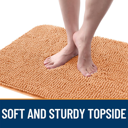 OLANLY Dog Door Mat - Absorbent Non-Slip Chenille Mat for Muddy Paws | 34x21 Inches, Quick Dry, Orange