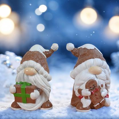 Regine Switzerland Gnome Christmas Decorations - 2Pcs Resin Gingerbread Gnomes | 4.5 Inch Table Decor Gifts for Women