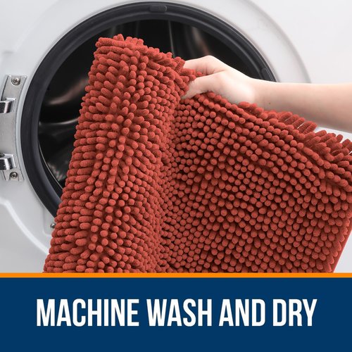 OLANLY Bathroom Rugs 59x20, Extra Soft Absorbent Chenille Bath Rugs, Rubber Backing Quick Dry, Machine Washable Bath Mats for Bathroom Floor, Tub and Shower, Home Decor Accessories, Rustic Terracotta