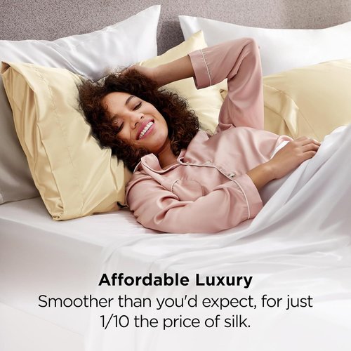 Bedsure Satin Pillowcase - Silky Champagne Gold for Hair & Skin | 2 Pack, 20x30 Inches, Envelope Closure