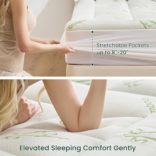 Love's Cabin King Mattress Topper - Bamboo Viscose Pillow Top for 8"-20" Mattresses | Breathable Cooling Green Design