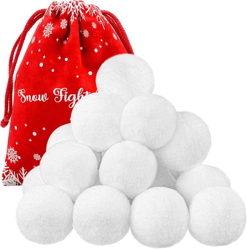 Cooraby 15-Piece Artificial Snowball Set - 2.6 Inch Realistic Indoor Snowballs for Fun Winter Games