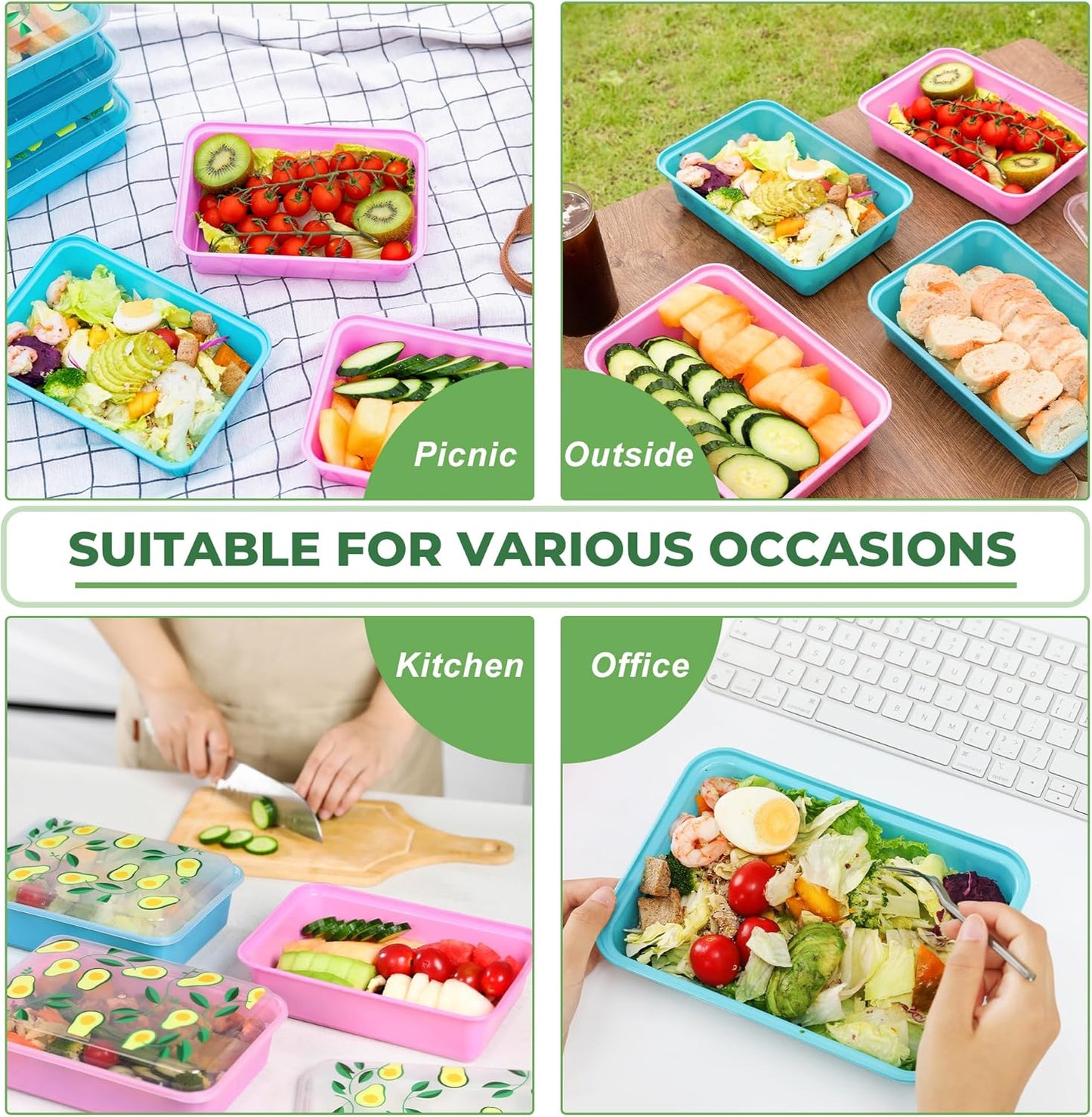 Regine Switzerland Meal Prep Containers - 10 Pack 42 oz Leakproof & Stackable | Microwave & Freezer Safe, Avocado
