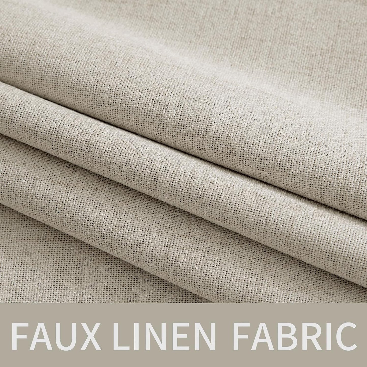 MIULEE Linen Curtains - 100% Blackout Thermal Insulated Drapes | Cobblestone, 52 x 54 Inch (2 Panels)
