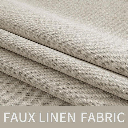 MIULEE Linen Curtains - 100% Blackout Thermal Insulated Drapes | Cobblestone, 52 x 54 Inch (2 Panels)