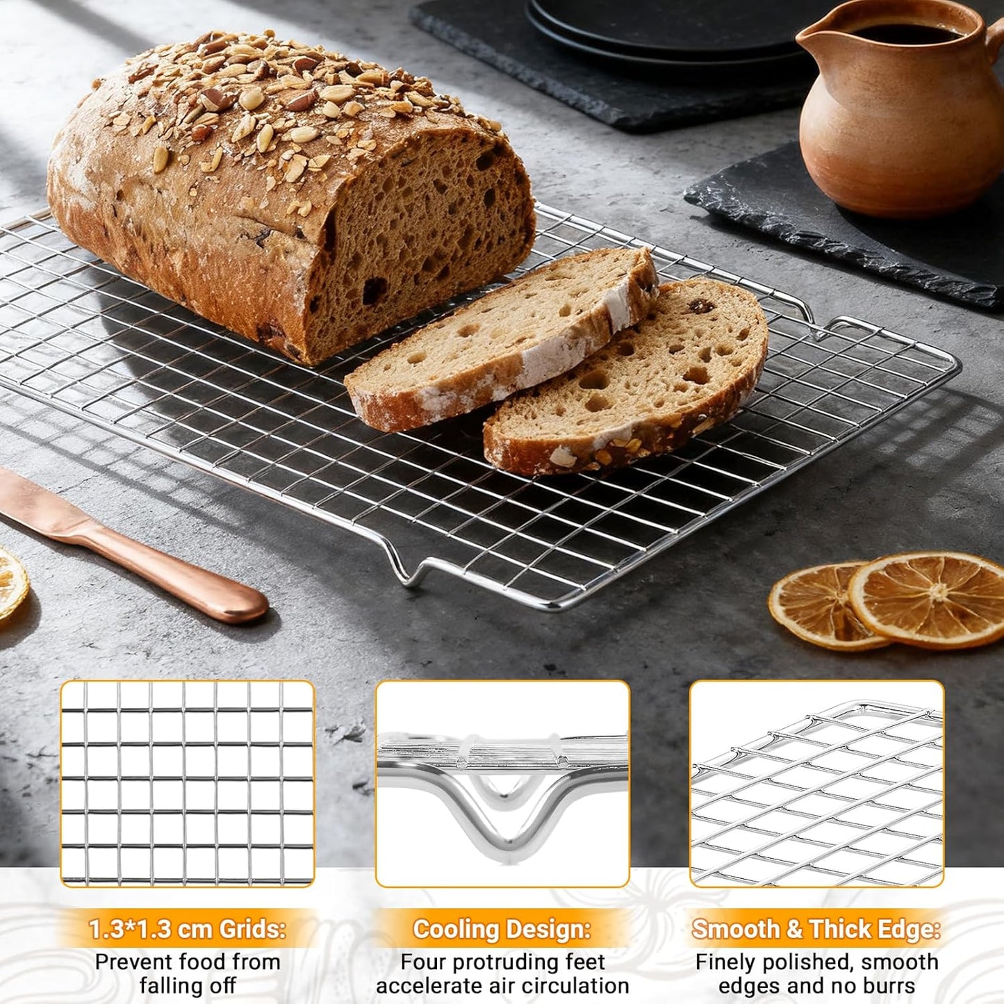 Skiennix Baking Pan Set of 3 - Nonstick Carbon Steel Sheets with Cooling Racks | 13/15/17 Inch, Rust & Warp Resistant