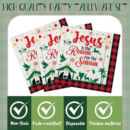 Jesus Is the Reason for the Season Christmas Plates - 9" Dinner Plates, 24 Count - Variation: Jesus Is Reason