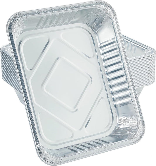 Waytiffer Aluminum Pans - 9x13 Disposable Foil Pans | Extra Thick Half Size Deep Steam Table Pans (10 Pack) for Baking & Serving
