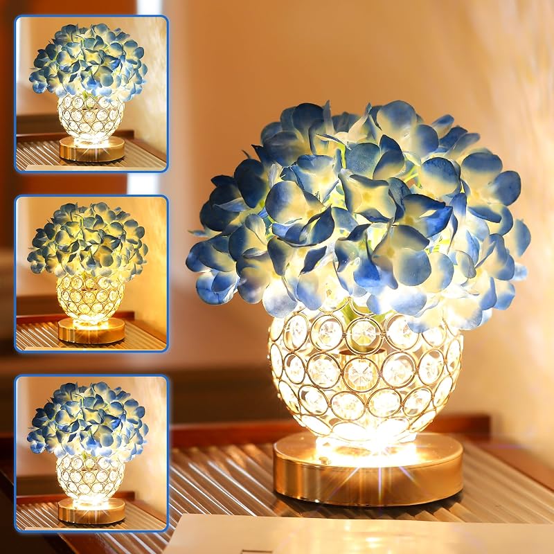 Blue Hydrangea Lamp - Silk Artificial Flowers Night Light for Home Decor & Wedding Centerpieces (Variation: Blue)
