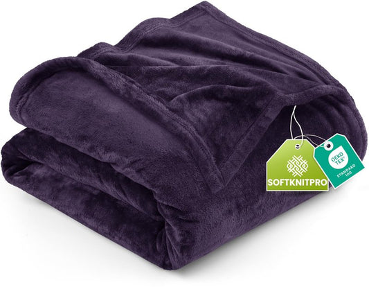 Utopia Bedding Fleece Blanket Queen Size Purple 300GSM Luxury Anti-Static Fuzzy Soft Microfiber Bed Blanket (90x90 Inch)