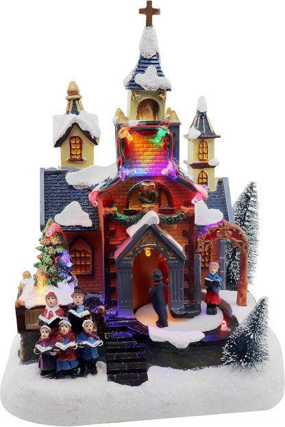 Regine Switzerland Christmas Village Church Scene - Animated Pre-Lit Musical Winter Display | Perfect Holiday Decoration