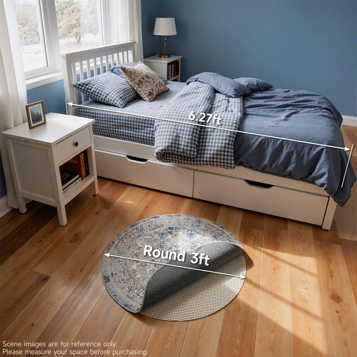 Veken 3x3 Ft Round Rug Pad Gripper for Hardwood Floors, Circle Non Slip Rug Pads for Area Rugs, Thick Rug Grippers for Tile Floors, Under Carpet Anti Skid Mat, Keep Your Rugs Safe and in Place