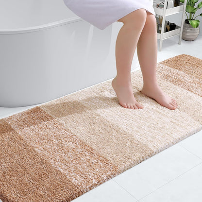 OLANLY Bathroom Runner Rug - Extra Soft Microfiber Mat | Quick-Dry, Washable 70x24, Beige