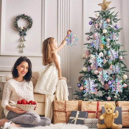 JULMELON 15Pcs Holographic Snowflakes Garland - Stunning Winter Wonderland Decorations