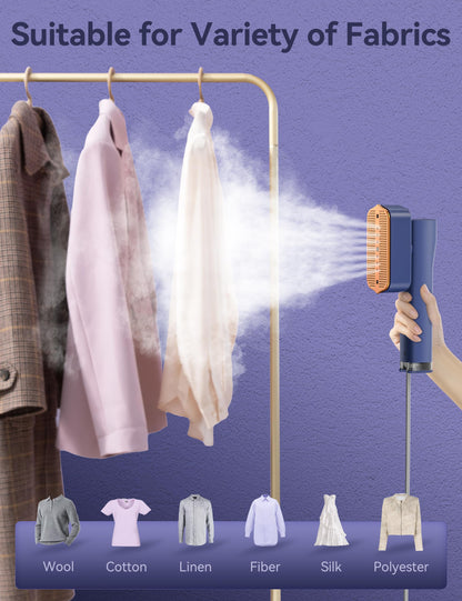 Travel Steamer for Clothes,15s Fast Heat-up Portable Iron,35mins Runtime & 100ml Large Tank,25g/min Steam,Ceramic Panel,Stands on Desk,Wrinkle Remover for Travel, Home, Office(Blue Gradient Gold)