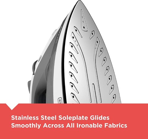 BLACK+DECKER Compact Steam Iron - Stainless Steel Soleplate, Spray Mist, Anti-Drip, Auto Shutoff | IR1020S