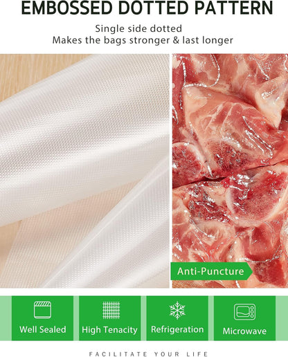 Syntus Food Vacuum Seal Roll - 11" x 150' BPA-Free Bags with Cutter Dispenser for Meal Prep & Storage