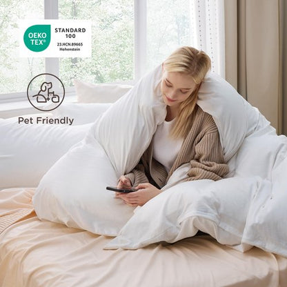 Bedsure White Duvet Cover Queen Size - 3 Pieces Prewashed Cotton-Like Polyester Extra Soft Bedding Set, Includes 1 Duvet Cover 90x90 Inches with Zipper Closure & 2 Pillow Shams, Comforter Not Included