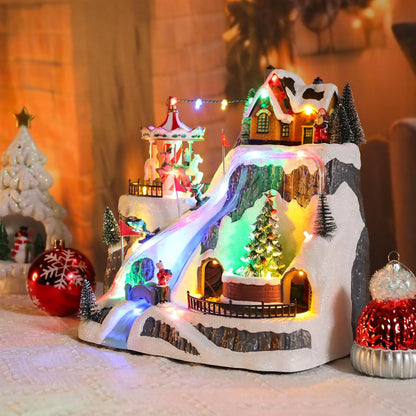 Wonder Garden Christmas Village Houses - Lighted Musical Ski Resort with Moving Train & Carousel | Collectible Indoor Decor