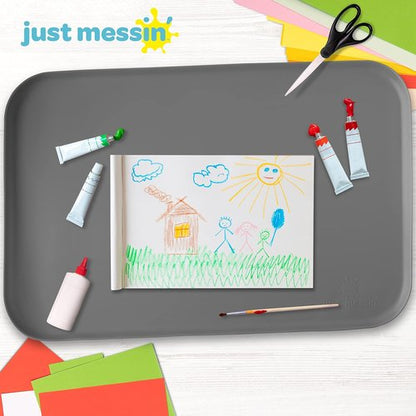 Just Messin’ Silicone Art Mat - Reusable Non-Slip Heat-Resistant Craft Mat with Raised Edges | 16"x26", Gray