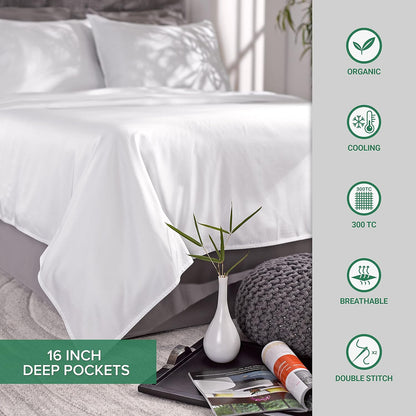 Pure Bamboo Split King Sheets - 100% Organic Viscose Bed Sheet Set, Soft & Cooling, 2 Fitted Sheets (Terracotta)