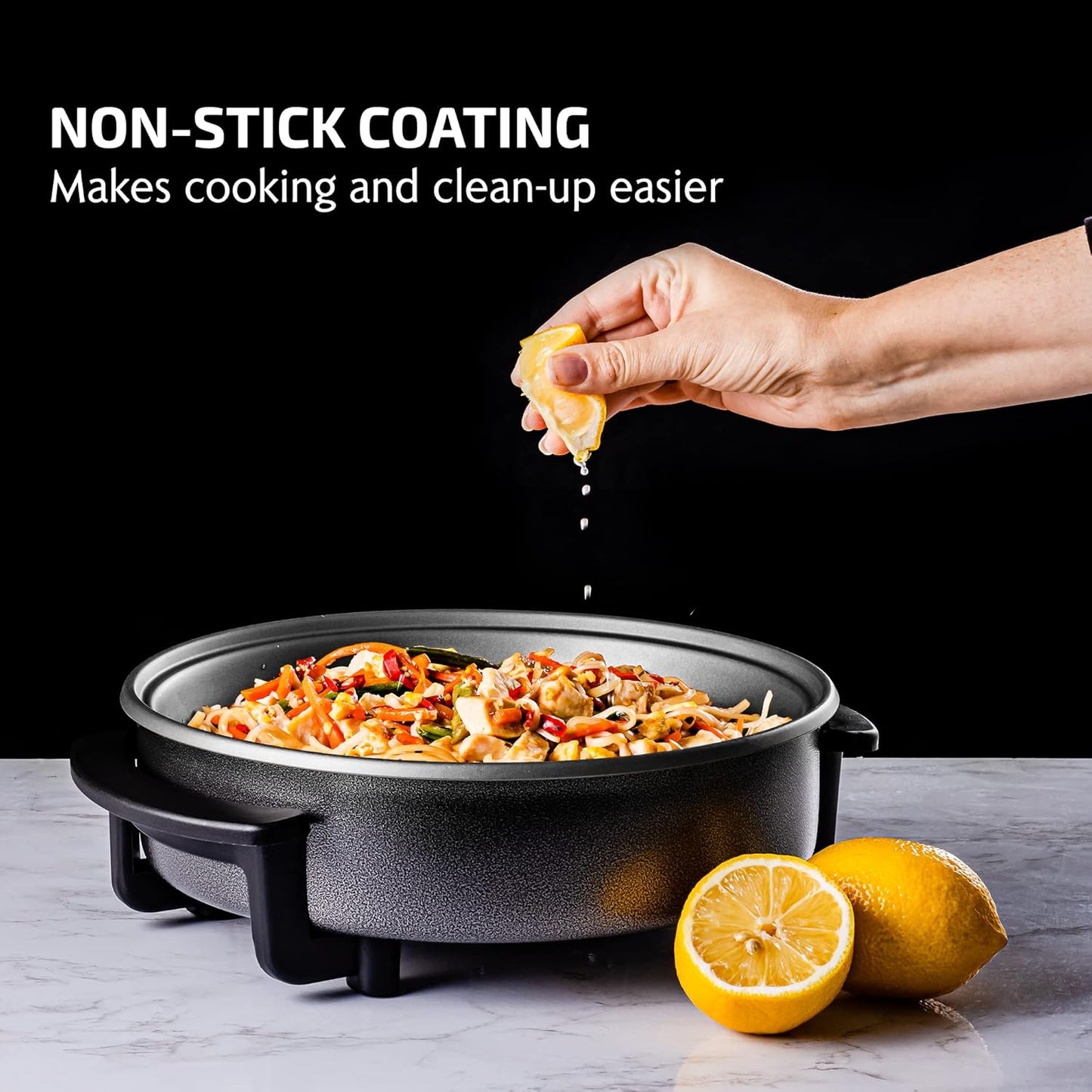 OVENTE Electric Skillet - 11.5-Inch Nonstick Frying Pan with Adjustable Temperature Control & Glass Lid