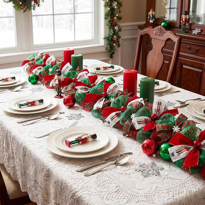 Nutcracker Christmas Garland Deco Mesh Ribbon with Ornaments