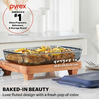 Pyrex Colors Tinted Glass Baking Dish - 9x13 Oblong Bakeware with BPA-Free Lid | Dishwasher & Microwave Safe