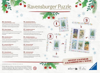 Ravensburger Holiday Puzzle Advent Calendar - 24 Mini Jigsaw Puzzles with 1000+ Pieces - Unique Winter Scenes for Christmas Fun - Premium Quality - Ages 12+