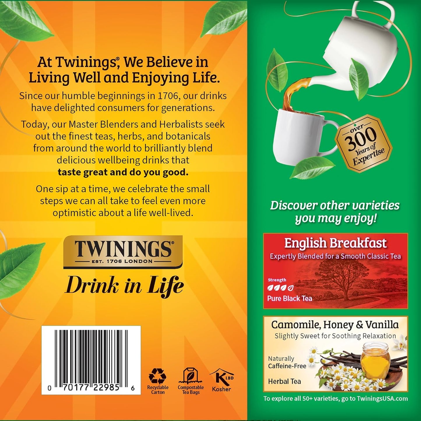Twinings Irish Breakfast Black Tea - Bold & Robust Flavor, 100 Individually Wrapped Teabags