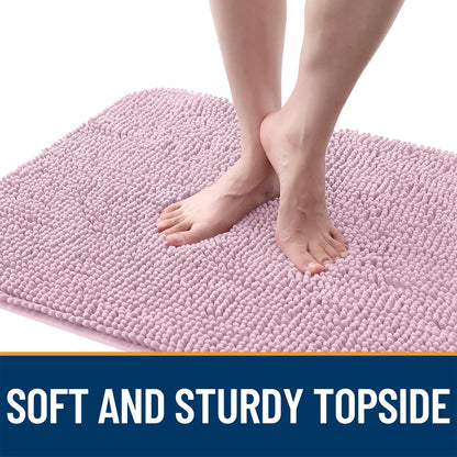 OLANLY Dog Door Mat - Absorbent Non-Slip Chenille Mat for Muddy Paws | 34x21, Dusty Rose Color