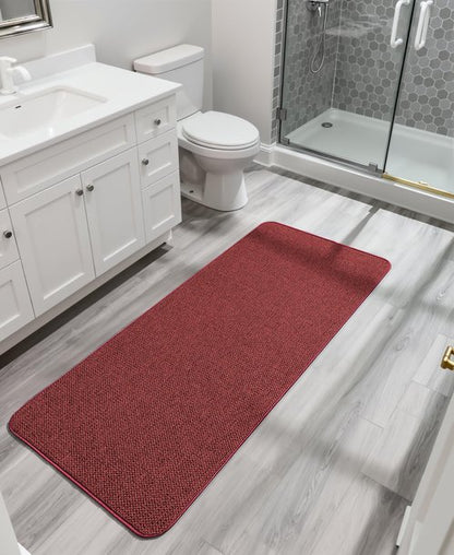 Bosap Bath Mat,Ultra Thin Bathroom Runner Rugs,Large Bath Mats for Bathroom,Quick Dry,Non-Slip,Machine Washable,Low Pile,Bath Rug,Shower Outside,Sink,Home Decor Accessories.Red,2'x6'(24x72inch)