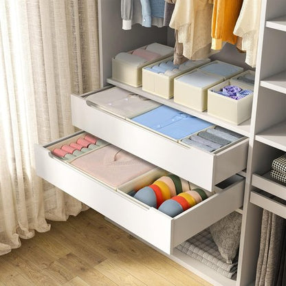 DIMJ Drawer Organizer - 12 Pack Foldable Fabric Storage Bins for Clothes | Beige Dresser Dividers