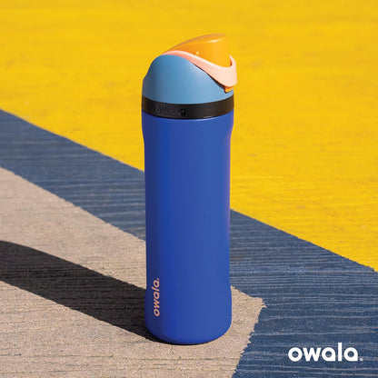 Owala FreeSip Insulated Stainless Steel Water Bottle - BPA-Free, 24-Ounce, Smooshed Blueberry - Perfect for Sports & Travel