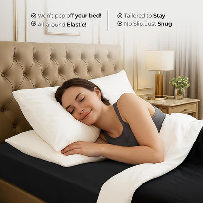 Utopia Bedding King Fitted Sheet - Soft Microfiber - Deep Pocket - Fade Resistant - Easy Care (Black)
