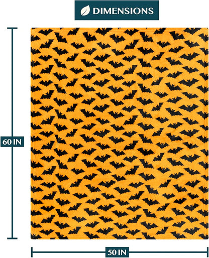 PAVILIA Halloween Throw Blanket - Soft Plush Fleece for Couch | Warm Black Bat Design, 50x60