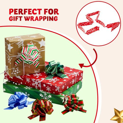 JOYIN 24 PCS Christmas Wrap Ribbon Pull Bows - Easy Gift Wrapping Accessory for Presents & Baskets
