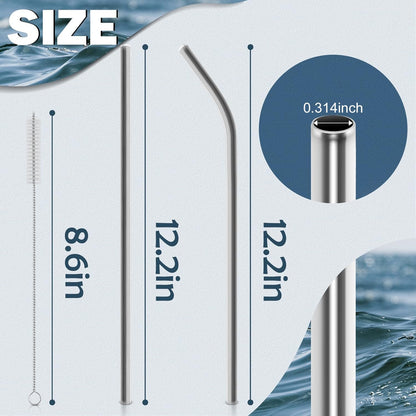 Stanley Quencher 40oz Tumbler Straws - 6 Metal Stainless Steel Replacement Straws | 12-Inch Extra Long & Reusable (3 Straight & 3 Bent)