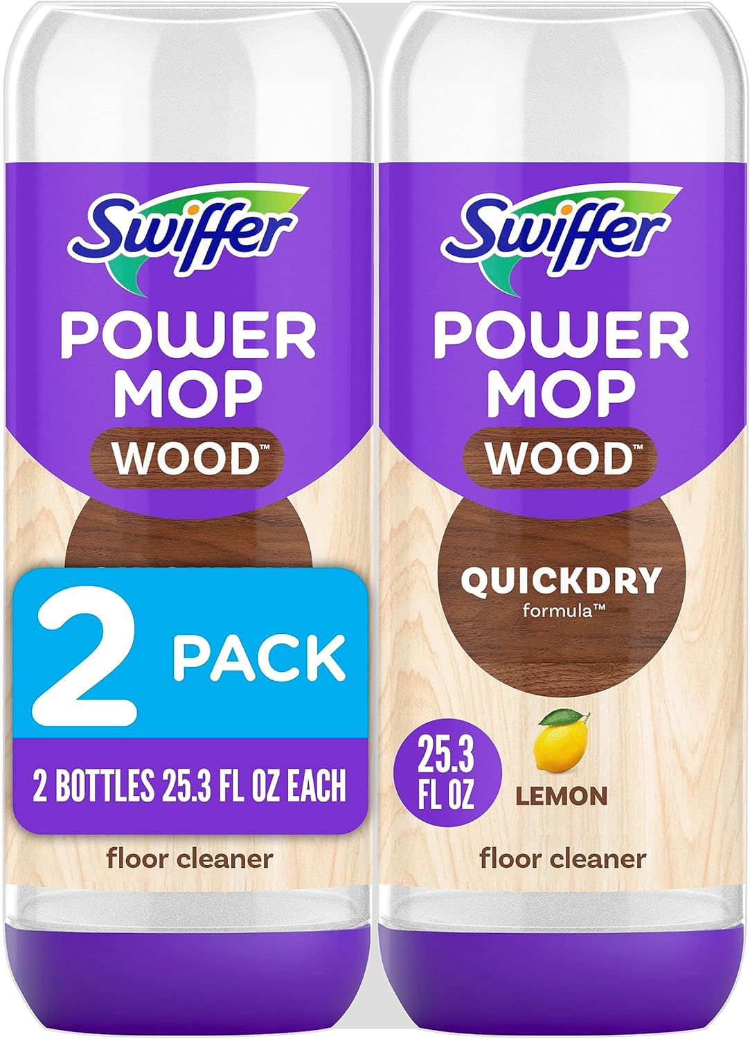 Swiffer Power Mop Solution - Quick-Dry Hardwood Floor Cleaner | All-Purpose Multi-Surface, Lemon Scent, 50.6oz