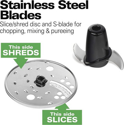 Hamilton Beach Food Processor - Versatile Vegetable Chopper for Slicing & Shredding | 8 Cup, Black