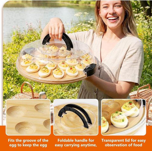 Deviled Egg Containers by [Brand Name] - Portable Platter with 24 Slots | Reversible Charcuterie Board for Parties & Picnics