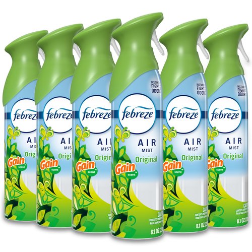 Febreze Air Mist, Air Freshener Spray, Odor Fighting Room Spray, Deodorizer for Home Bathroom Kitchen Office Apartment Dorm Room Classroom, Gain Original Scent, 8.1oz (Pack of 6)