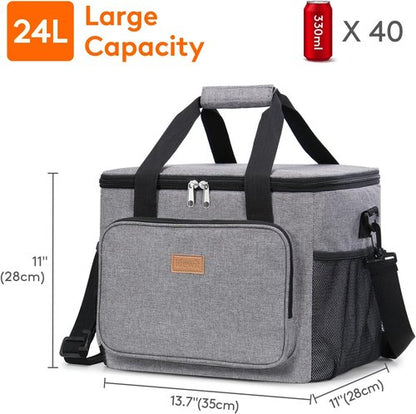 Lifewit Insulated Lunch Bag - Large Soft Cooler Tote for Adults | 40-Can Capacity, Gray