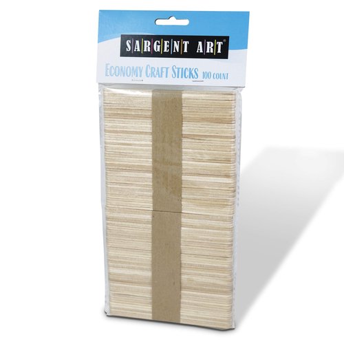 Sargent Art Economy Craft Sticks, Wood 100 Piece, Perfect Wooden Craft Sticks