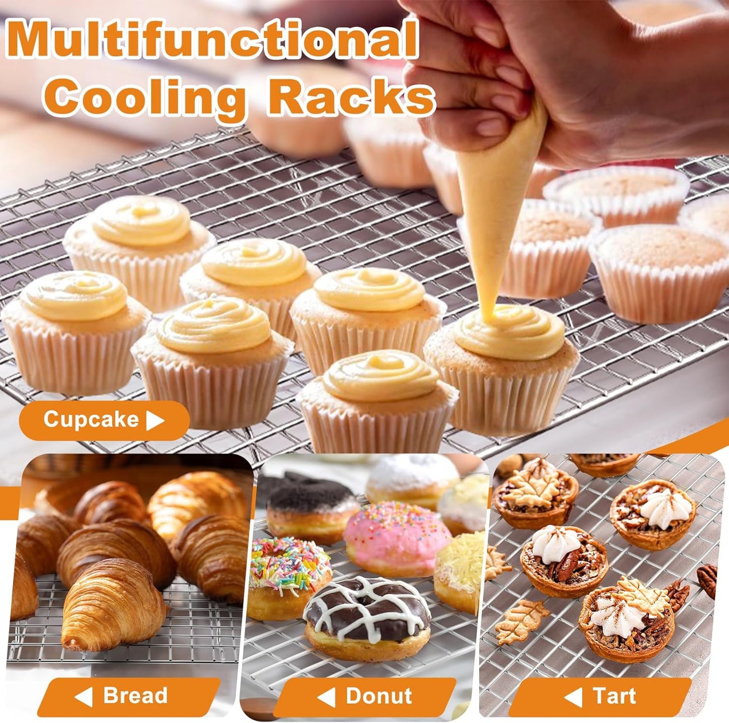 TeamFar Stainless Steel Baking Sheet Set - Heavy Duty Non-Toxic Cookie Pans & Cooling Racks | 6 PCS (3 Pans + 3 Racks)